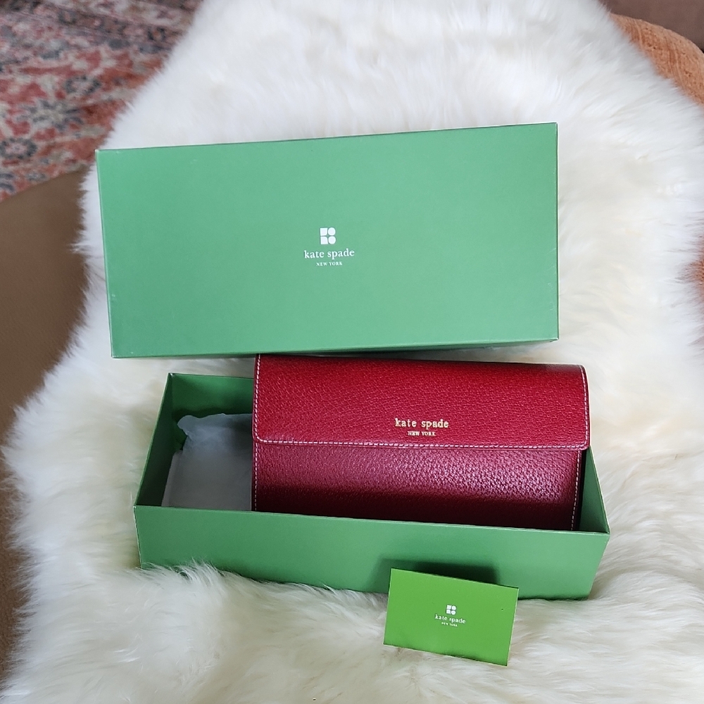 NWT IOB Kate Spade Maria Wellesley Ruby Red Long Wallet ♥️🎁♥️